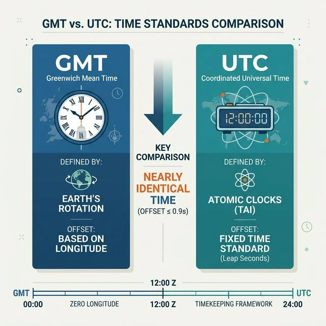GMT vs UTC Comparison Diagram